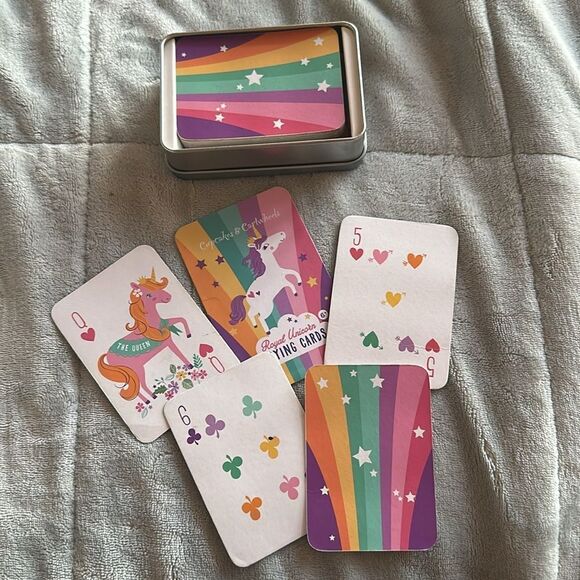 Cupcakes & Cartwheels Royal 🦄 Unicorn Playing Cards in Tin Case! - Picture 5 of 7